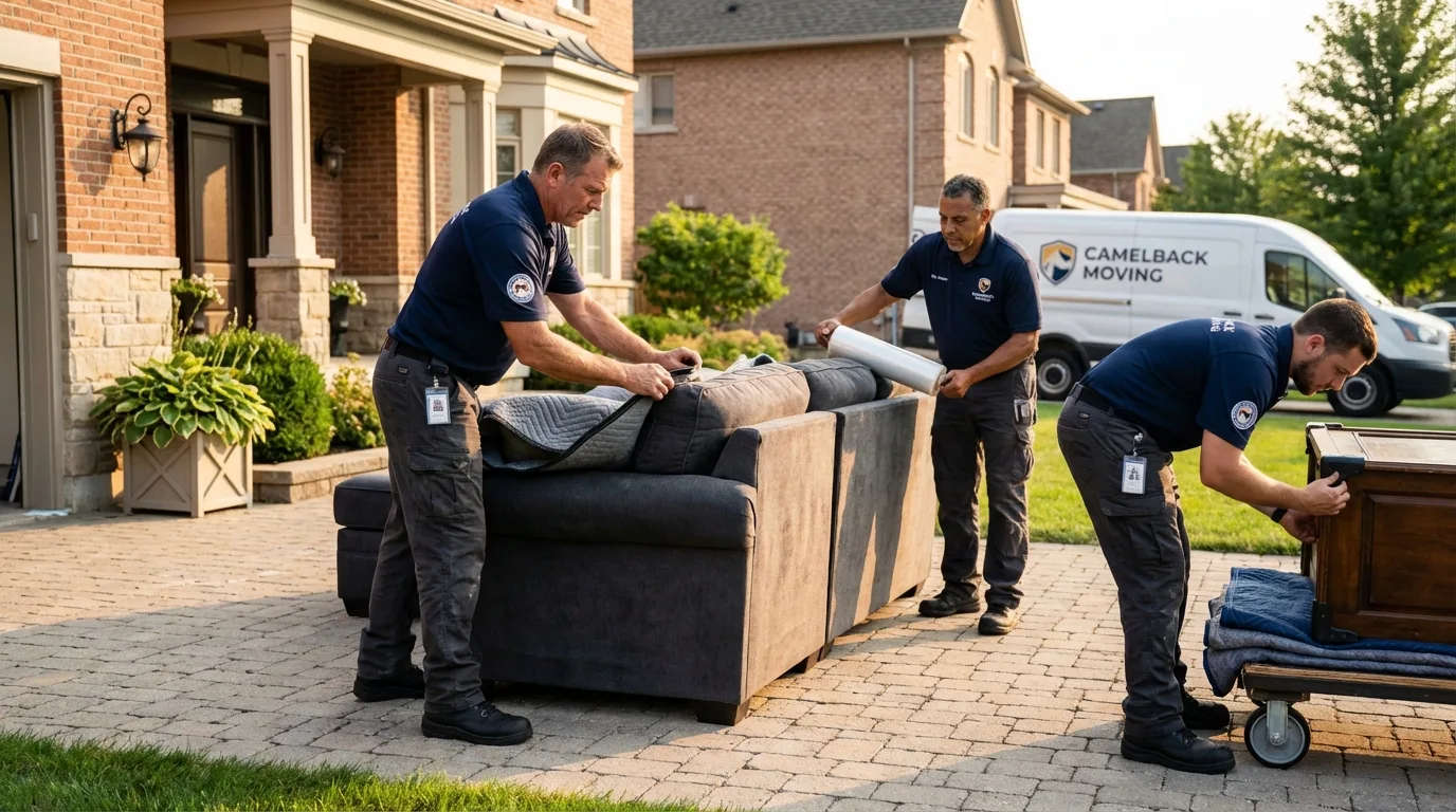 Large estate moving crew wrapping furniture in Carroll, IA