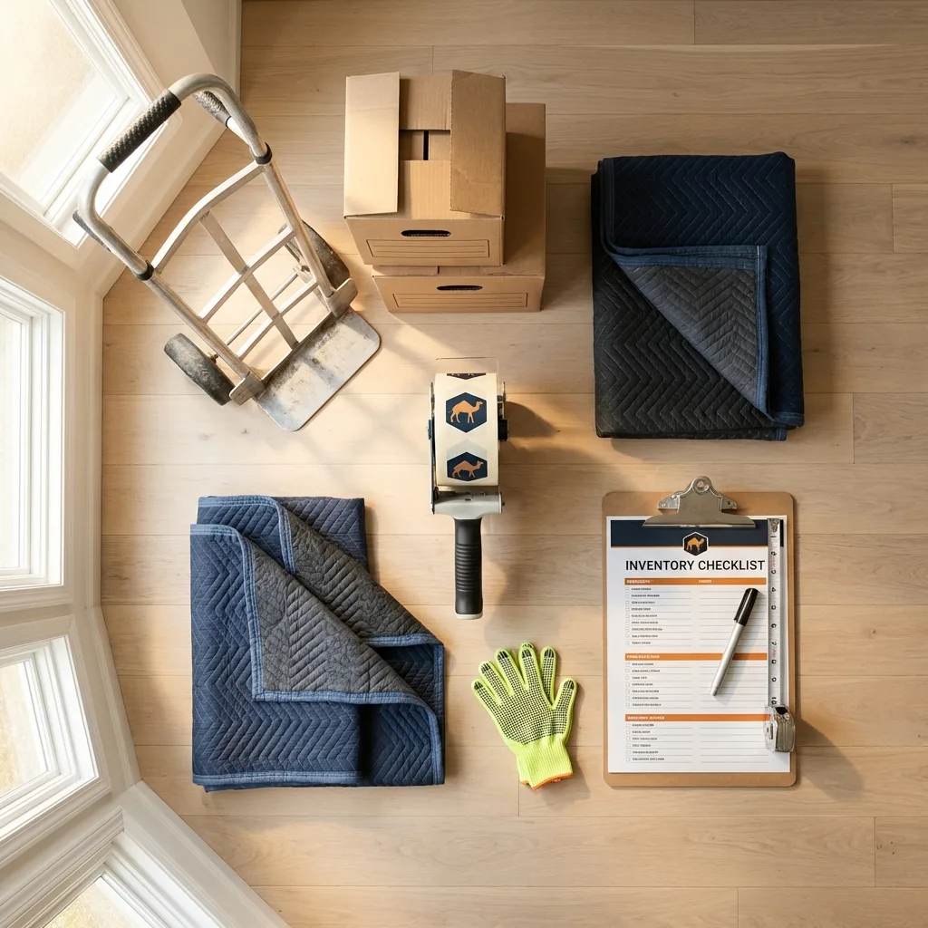 Professional moving supplies and packing materials layout for Carroll residential relocations